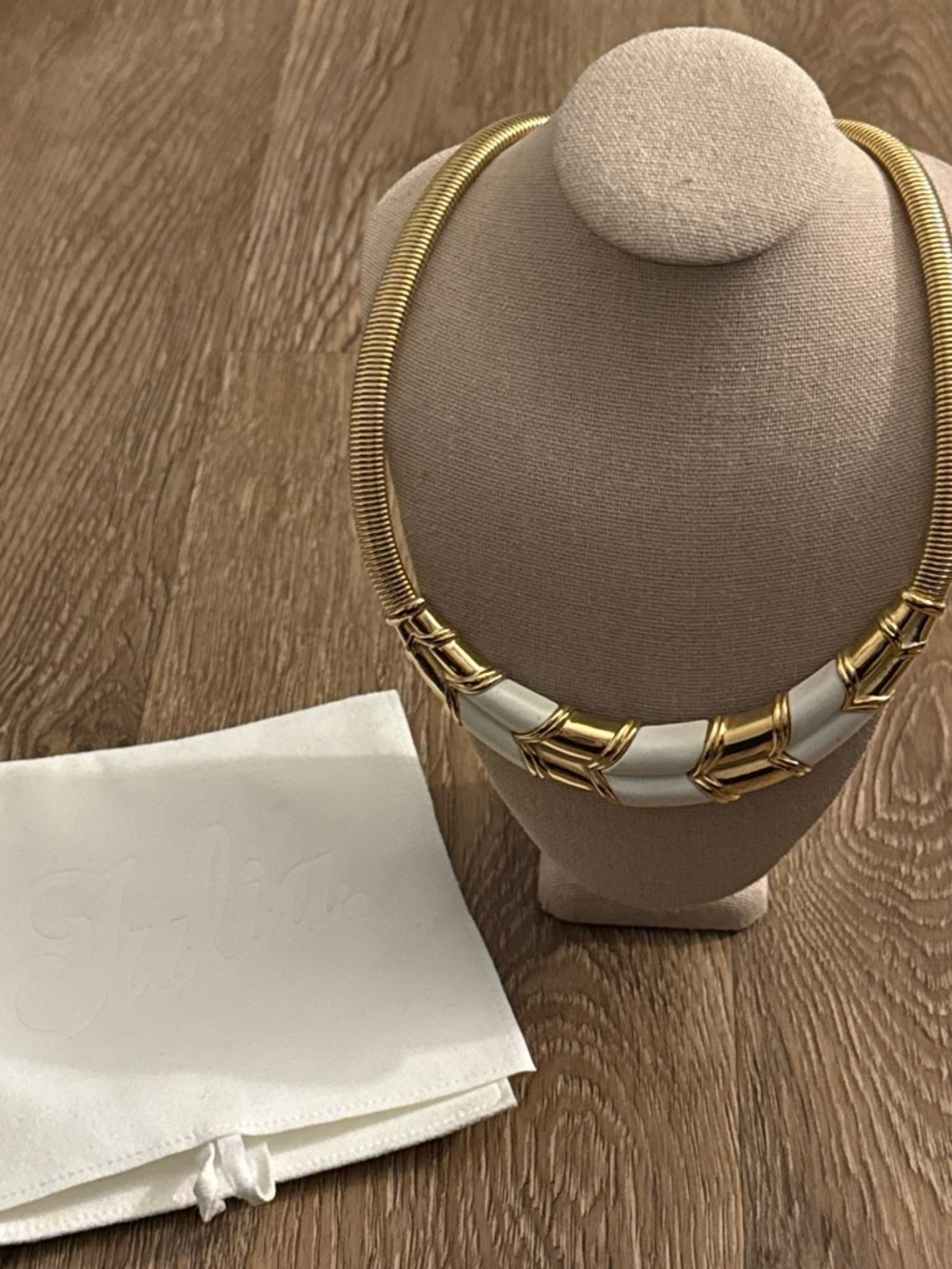 Vintage art deco Gold and White Statement Necklace